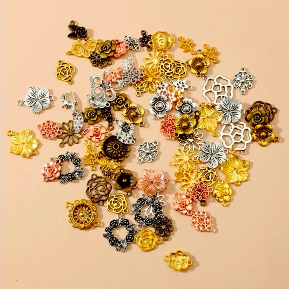 100 piece flower charms for jewelry making